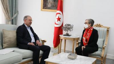 استقبلت رئيسة الحكومة السيدة نجلاء بودن رمضان، صباح اليوم الثلاثاء 22 فيفري 2022 بقصر الحكومة بالقصبة، الأمين العام للاتحاد العام التونسي للشغل السيد نور الدين الطبوبي.