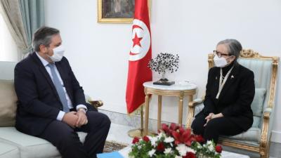 استقبلت رئيسة الحكومة السيدة نجلاء بودن رمضان اليوم الثلاثاء غرّة مارس 2022 بقصر الحكومة بالقصبة، سفير مملكة بلجيكا بتونس السيد Christophe de Bassompierre.