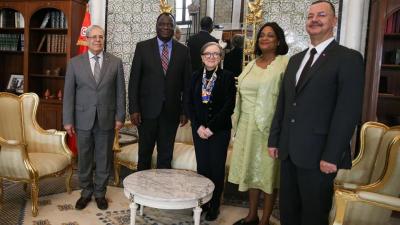 احتضان تونس لاحتضان مقر الوكالة الافريقية للأدوية، محور لقاء رئيسة الحكومة بوفد من مفوضية الاتحاد الافريقي. 