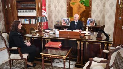 لقاء رئيس الجمهوريّة قيس سعيّد مع السيّدة سارة الزعفراني الزنزري رئيسة الحكومة
